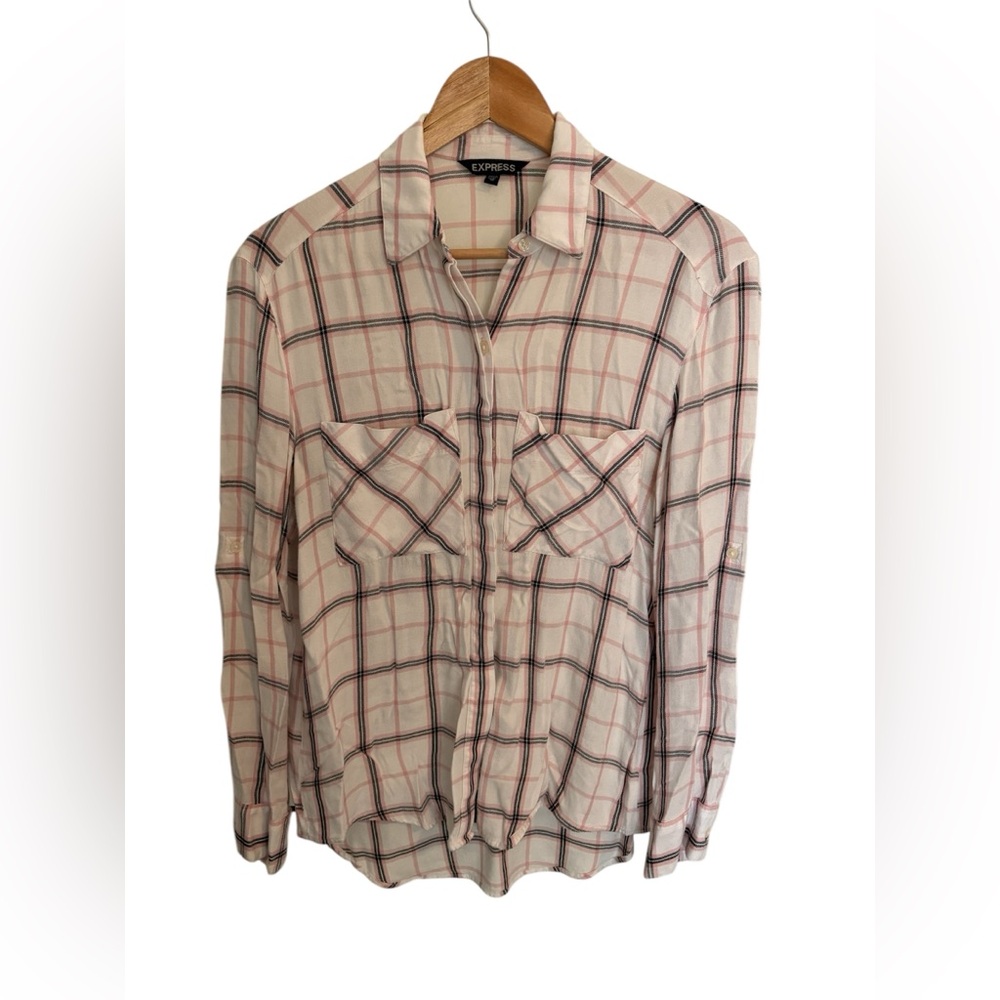Women’s Express Lighweight plaid button up shirt